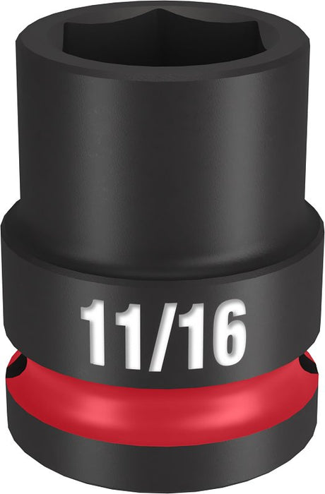 Milwaukee SHOCKWAVE Impact Duty Series 49-66-6205 Shallow Impact Socket, 11/16 in Socket, 1/2 in Drive, Square Drive