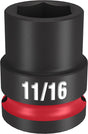 Milwaukee SHOCKWAVE Impact Duty Series 49-66-6205 Shallow Impact Socket, 11/16 in Socket, 1/2 in Drive, Square Drive