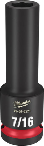 Milwaukee SHOCKWAVE Impact Duty Series 49-66-6221 Deep Impact Socket, 7/16 in Socket, 1/2 in Drive, Square Drive