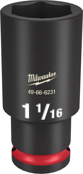 Milwaukee SHOCKWAVE Impact Duty Series 49-66-6231 Deep Impact Socket, 1-1/16 in Socket, 1/2 in Drive, Square Drive