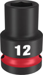 Milwaukee SHOCKWAVE Impact Duty Series 49-66-6244 Shallow Impact Socket, 12 mm Socket, 1/2 in Drive, Square Drive