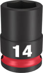 Milwaukee SHOCKWAVE Impact Duty Series 49-66-6138 Shallow Impact Socket, 14 mm Socket, 3/8 in Drive, Square Drive