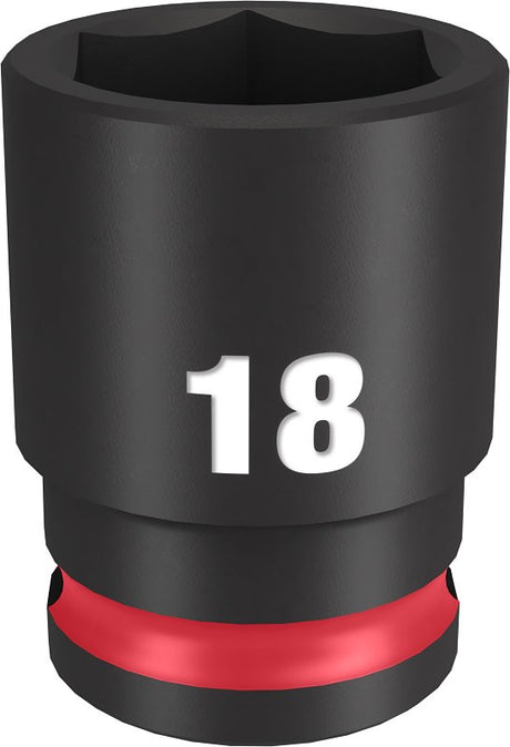 Milwaukee SHOCKWAVE Impact Duty Series 49-66-6142 Shallow Impact Socket, 18 mm Socket, 3/8 in Drive, Square Drive