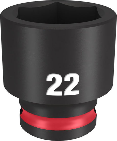 Milwaukee SHOCKWAVE Impact Duty Series 49-66-6145 Shallow Impact Socket, 22 mm Socket, 3/8 in Drive, Square Drive
