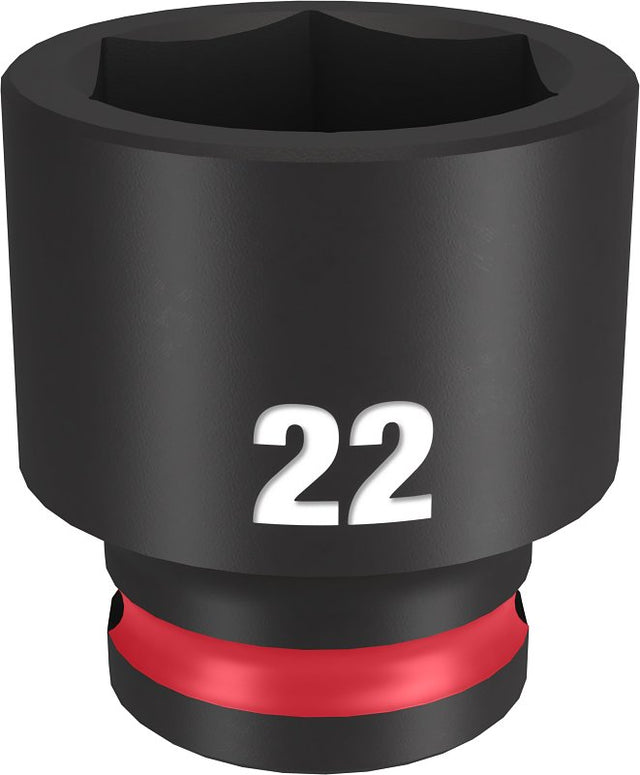 Milwaukee SHOCKWAVE Impact Duty Series 49-66-6145 Shallow Impact Socket, 22 mm Socket, 3/8 in Drive, Square Drive