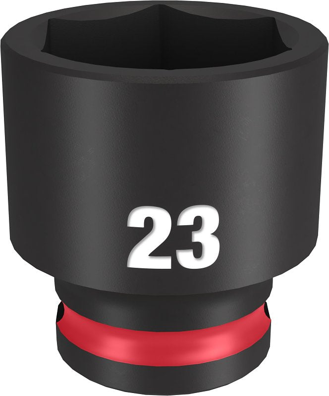 Milwaukee SHOCKWAVE Impact Duty Series 49-66-6146 Shallow Impact Socket, 23 mm Socket, 3/8 in Drive, Square Drive