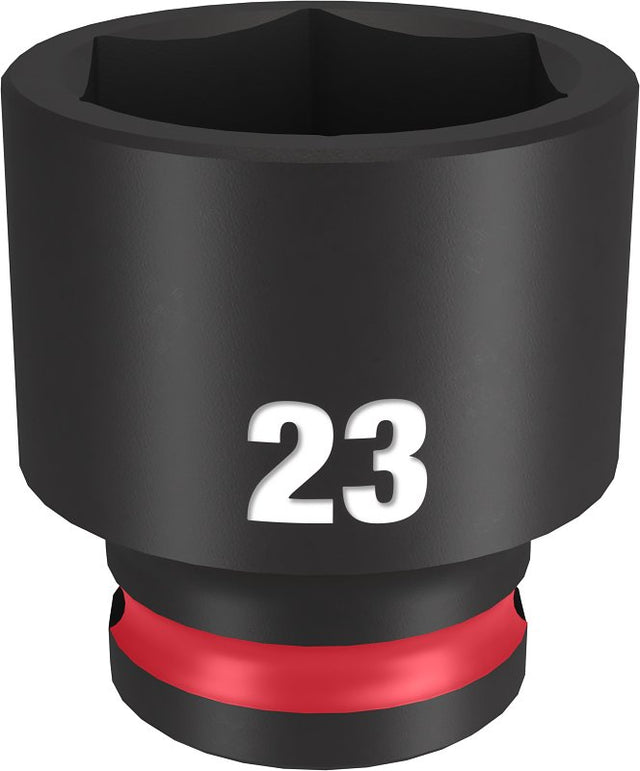Milwaukee SHOCKWAVE Impact Duty Series 49-66-6146 Shallow Impact Socket, 23 mm Socket, 3/8 in Drive, Square Drive