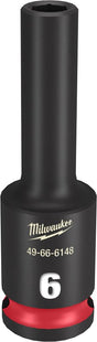 Milwaukee SHOCKWAVE Impact Duty Series 49-66-6148 Deep Impact Socket, 6 mm Socket, 3/8 in Drive, Square Drive, 6-Point