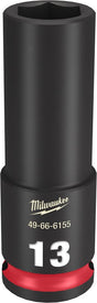 Milwaukee SHOCKWAVE Impact Duty Series 49-66-6155 Deep Impact Socket, 13 mm Socket, 3/8 in Drive, Square Drive, 6-Point