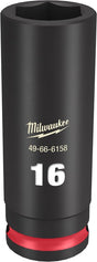 Milwaukee SHOCKWAVE Impact Duty Series 49-66-6158 Deep Impact Socket, 16 mm Socket, 3/8 in Drive, Square Drive, 6-Point