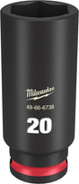 Milwaukee SHOCKWAVE Impact Duty Series 49-66-6738 Deep Impact Socket, 20 mm Socket, 3/8 in Drive, Square Drive, 6-Point