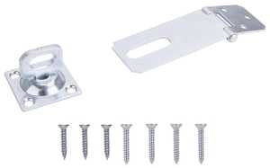 ProSource LR-125-BC3L-PS Safety Hasp, 3-1/2 in L, Steel, Zinc, 3/8 in Dia Shackle, Swivel Staple