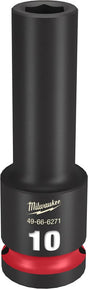 Milwaukee SHOCKWAVE Impact Duty Series 49-66-6271 Deep Impact Socket, 10 mm Socket, 1/2 in Drive, Square Drive, 6-Point