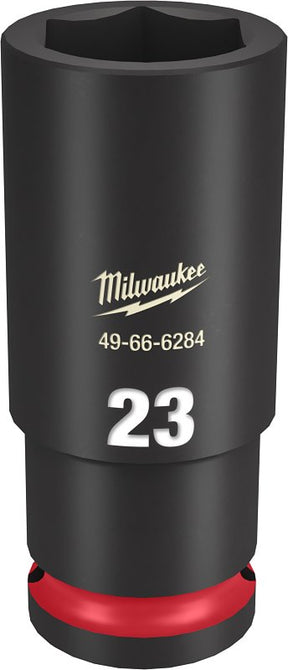 Milwaukee SHOCKWAVE Impact Duty Series 49-66-6284 Deep Impact Socket, 23 mm Socket, 1/2 in Drive, Square Drive, 6-Point