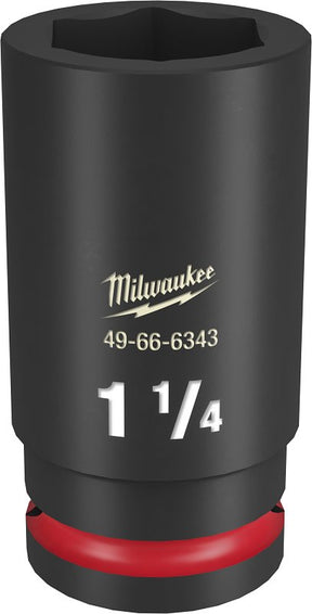 Milwaukee SHOCKWAVE Impact Duty Series 49-66-6343 Deep Impact Socket, 1-1/4 in Socket, 3/4 in Drive, Square Drive