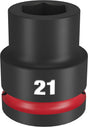 Milwaukee SHOCKWAVE Impact Duty 49-66-6359 Impact Socket, 21 mm Socket, Shallow D Socket, 62 mm OAL, 3/4 in Drive, Steel