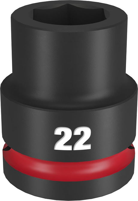 Milwaukee SHOCKWAVE Impact Duty 49-66-6360 Impact Socket, 22 mm Socket, Shallow D Socket, 62 mm OAL, 3/4 in Drive, Steel