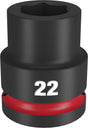 Milwaukee SHOCKWAVE Impact Duty 49-66-6360 Impact Socket, 22 mm Socket, Shallow D Socket, 62 mm OAL, 3/4 in Drive, Steel