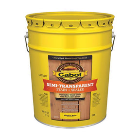Cabot 300 Series 140.0000306.008 Exterior Stain, Semi-Transparent, Neutral Base, Liquid, 5 gal, Pail