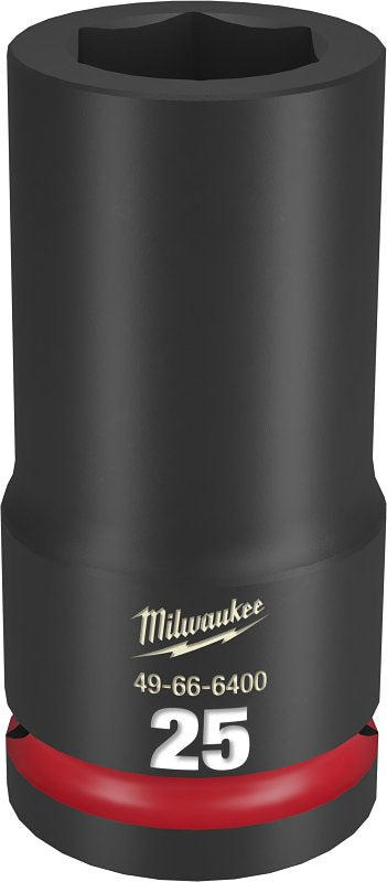 Milwaukee SHOCKWAVE Impact Duty 49-66-6400 Deep Impact Socket, 25 mm Socket, 3/4 in Drive, Square Drive, 6-Point