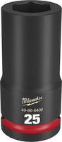 Milwaukee SHOCKWAVE Impact Duty 49-66-6400 Deep Impact Socket, 25 mm Socket, 3/4 in Drive, Square Drive, 6-Point