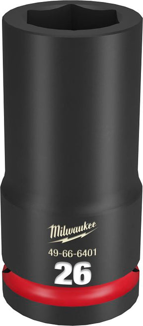 Milwaukee SHOCKWAVE Impact Duty Series 49-66-6401 Deep Impact Socket, 26 mm Socket, 3/4 in Drive, Square Drive, 6-Point