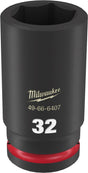 Milwaukee SHOCKWAVE Impact Duty Series 49-66-6407 Deep Impact Socket, 32 mm Socket, 3/4 in Drive, Square Drive, 6-Point