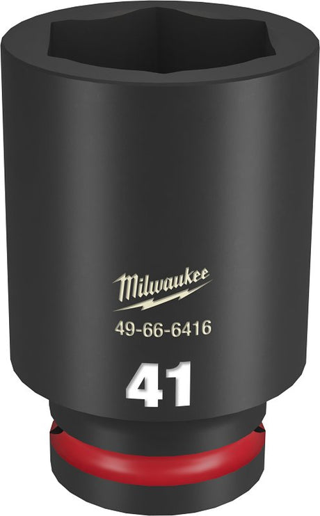Milwaukee SHOCKWAVE Impact Duty 49-66-6416 Impact Socket, 41 mm Socket, Deep D Socket, 90 mm OAL, 3/4 in Drive, 6-Point
