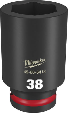 Milwaukee SHOCKWAVE Impact Duty 49-66-6413 Impact Socket, 38 mm Socket, Deep D Socket, 90 mm OAL, 3/4 in Drive, 6-Point