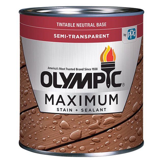 Olympic Maximum Semi-Transparent Satin Neutral Tint Base Oil Modified Urethane Stain and Sealer 1 ga, Pack of 4