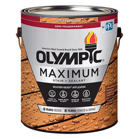 Olympic Maximum Semi-Transparent Semi-Gloss Cedar Natural Tone Oil-Based Acrylic Stain and Sealant 1, Pack of 4