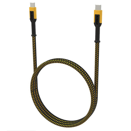 DEWALT 131 0006 DW2 USB Cable, Type C, Type C, Kevlar Fiber Sheath, Black/Yellow Sheath, 4 ft L