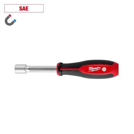 Milwaukee HollowCore Series 48-22-2555 Nut Driver, 7/16 in Drive, 7.2 in OAL, Tri-Lobe Handle, Red Handle, Magnetic, Pack of 6