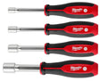 Milwaukee HollowCore Series 48-22-2444 Nut Driver Set, 4 -Piece, Polypropylene/Steel, Red, Pack of 2