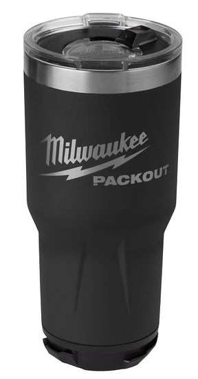 Milwaukee PACKOUT 48-22-8393B Tumbler, 30 oz, Sliding Magnetic Lid, Metal, Black, Insulated