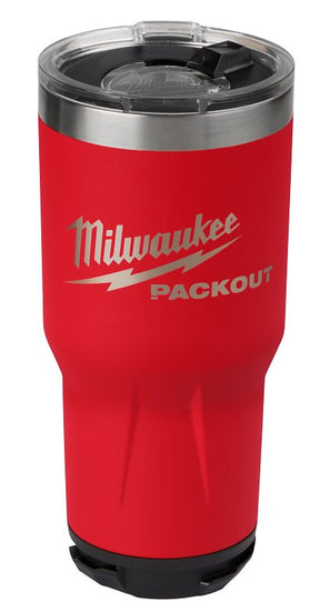 Milwaukee PACKOUT 48-22-8393R Tumbler, 30 oz, Sliding Magnetic Lid, Metal, Red, Insulated