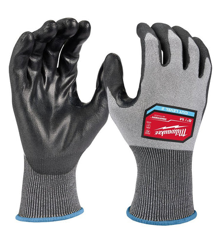 Milwaukee 48-73-8721 Coated Gloves, Unisex, M, 10.43 in L, Elastic Cuff, Nitrile Coating, Polyurethane, Gray