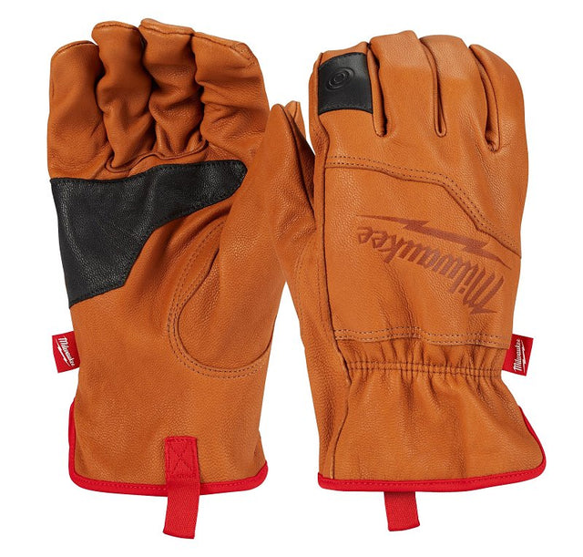 Milwaukee 48-73-0012 Gloves, Unisex, L, Keystone Thumb, Elastic Cuff, Goatskin Leather, Black/Brown/Red