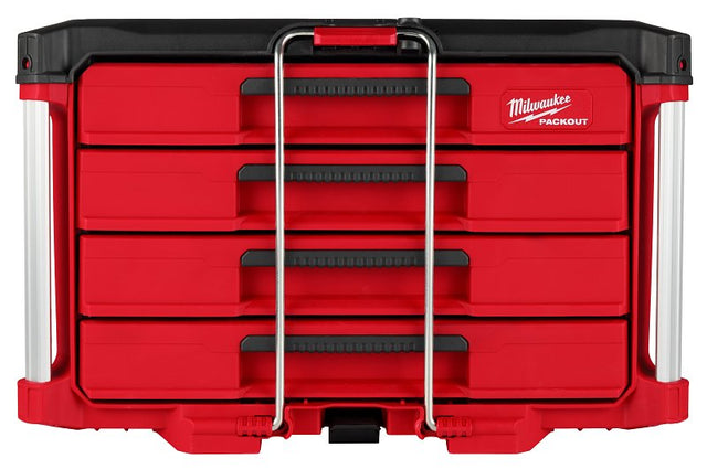 Milwaukee PACKOUT 48-22-8444 Toolbox, 50 lb, Polypropylene, 16.3 in L x 22.2 in W x 14.3 in H Outside, 4-Drawer
