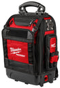 Milwaukee Packout 48-22-8303 Structured Backpack, 18 in W, 9-1/2 in D, 20 in H, 42-Pocket, Polyester, Black/Red