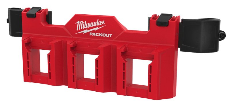 Milwaukee PACKOUT 48-22-8603 Tool Box Battery Rack Attachment, 3-Compartment, ABS/Polycarbonate, Black/Red