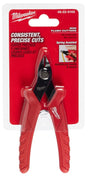 Milwaukee 48-22-6105 Mini Flush Cutter, 5 in OAL, Steel Jaw, Overmolded, Non-Insulated Handle, Red Handle