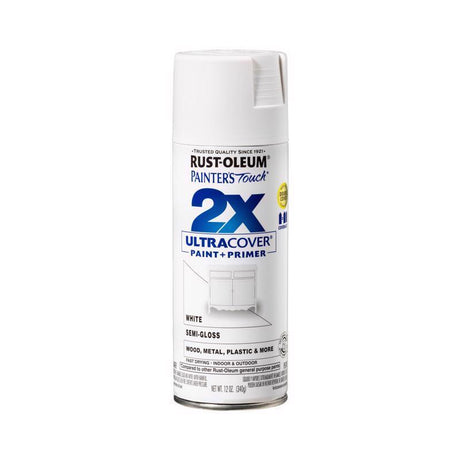 Rust-Oleum Painter's Touch 2X Ultra Cover Semi-Gloss White Spray Paint 12 oz, Pack of 6