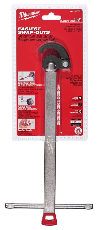Milwaukee 48-22-7001 Basin Wrench, Ergonomic Handle, Metal
