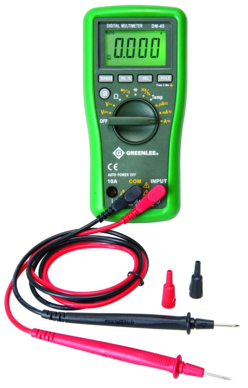 Greenlee DM-45 Multimeter, Digital Display, Functions: AC Voltage, DC Voltage, Capacitance, Current, Resistance