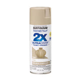 Rust-Oleum Painter's Touch 2X Ultra Cover Satin Fossil Paint+Primer Spray Paint 12 oz, Pack of 6