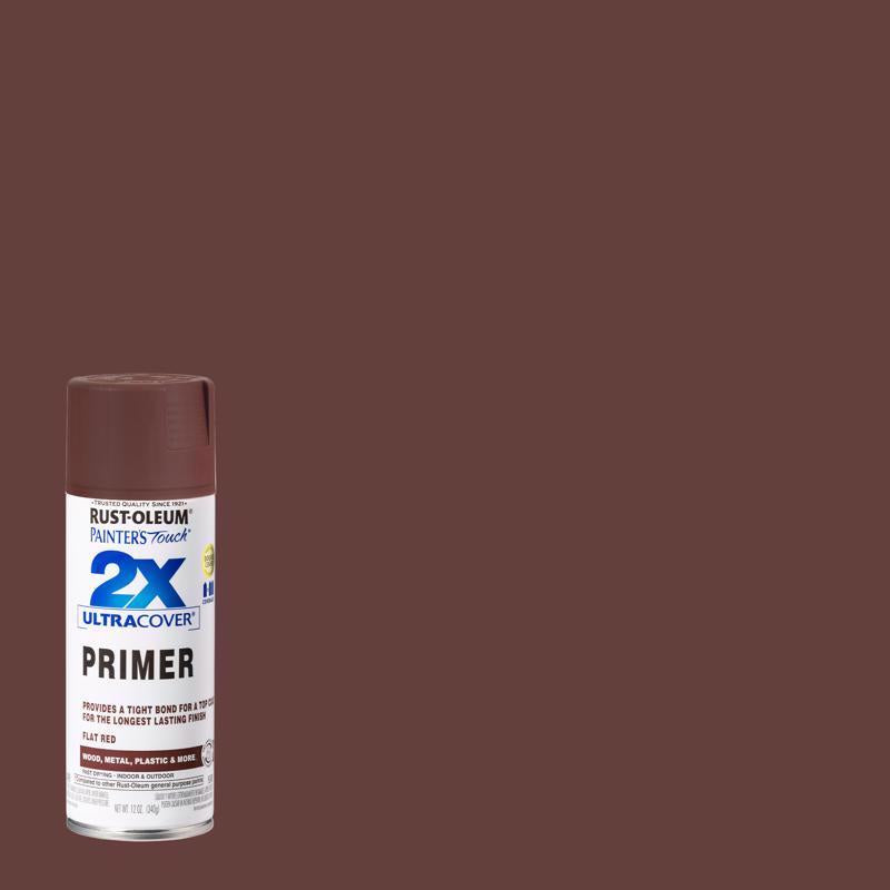 Rust-Oleum Painters Touch 2X Ultra Cover Flat Red Paint+Primer Spray Paint 12 oz, Pack of 6