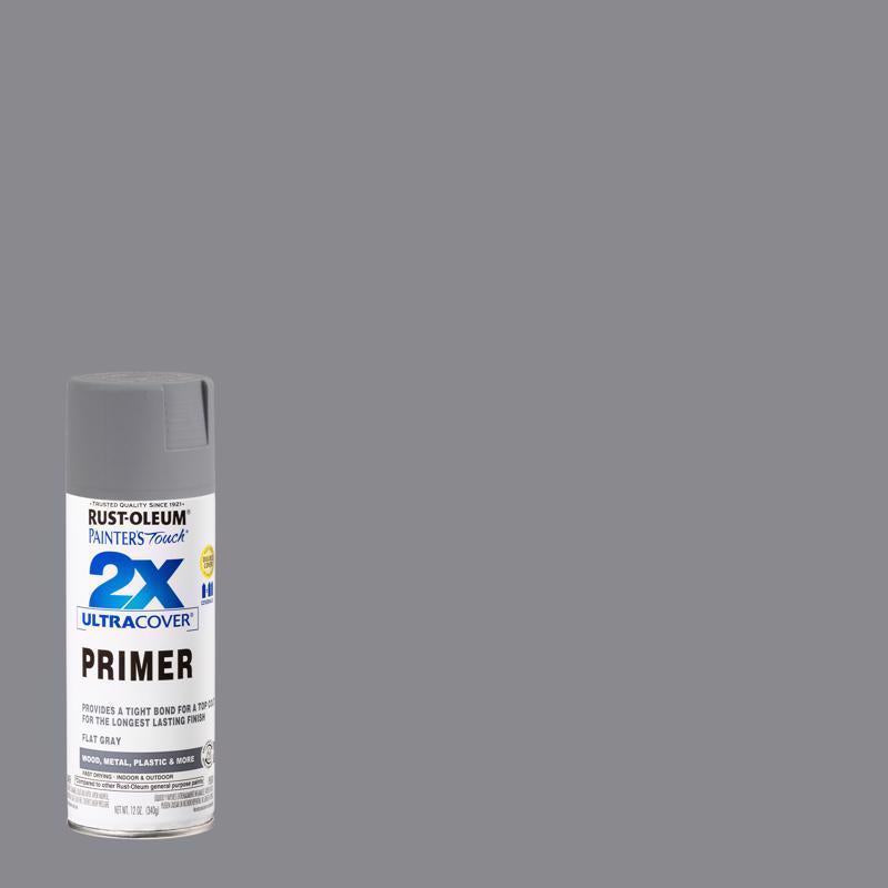 Rust-Oleum Painter's Touch 2X Ultra Cover Flat Gray Paint+Primer Spray Paint 12 oz, Pack of 6