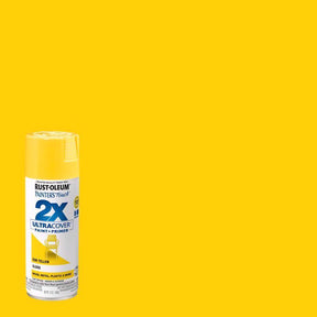 Rust-Oleum Painter's Touch 2X Ultra Cover Gloss Sun Yellow Paint+Primer Spray Paint 12 oz, Pack of 6