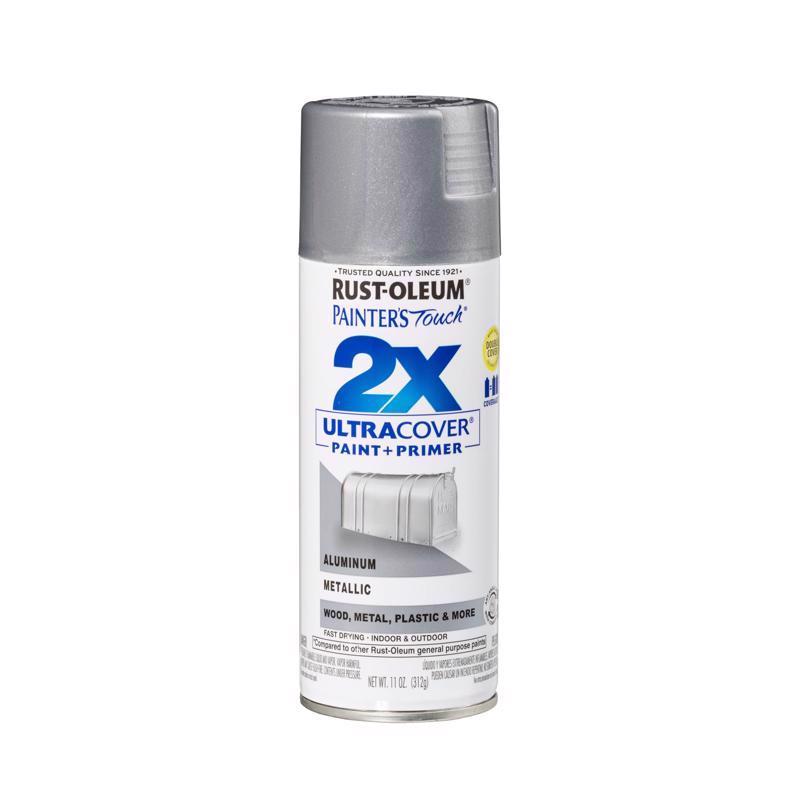Rust-Oleum Painter's Touch 2X Ultra Cover Metallic Aluminum Paint+Primer Spray Paint 12 oz, Pack of 6